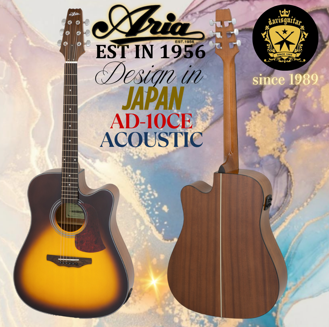 Aria AD-10CE TS Acoustic Electric Guitar Dreadnought with preamp Sunburst