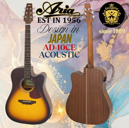 Aria AD-10CE TS Acoustic Electric Guitar Dreadnought with preamp Sunburst