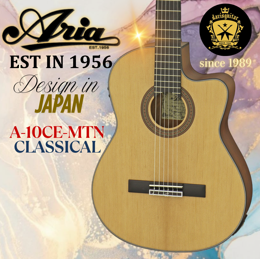 Aria A-10CE Satin Natural Cutaway Classical Electric Guitar w/ Aria MG-30 Preamp