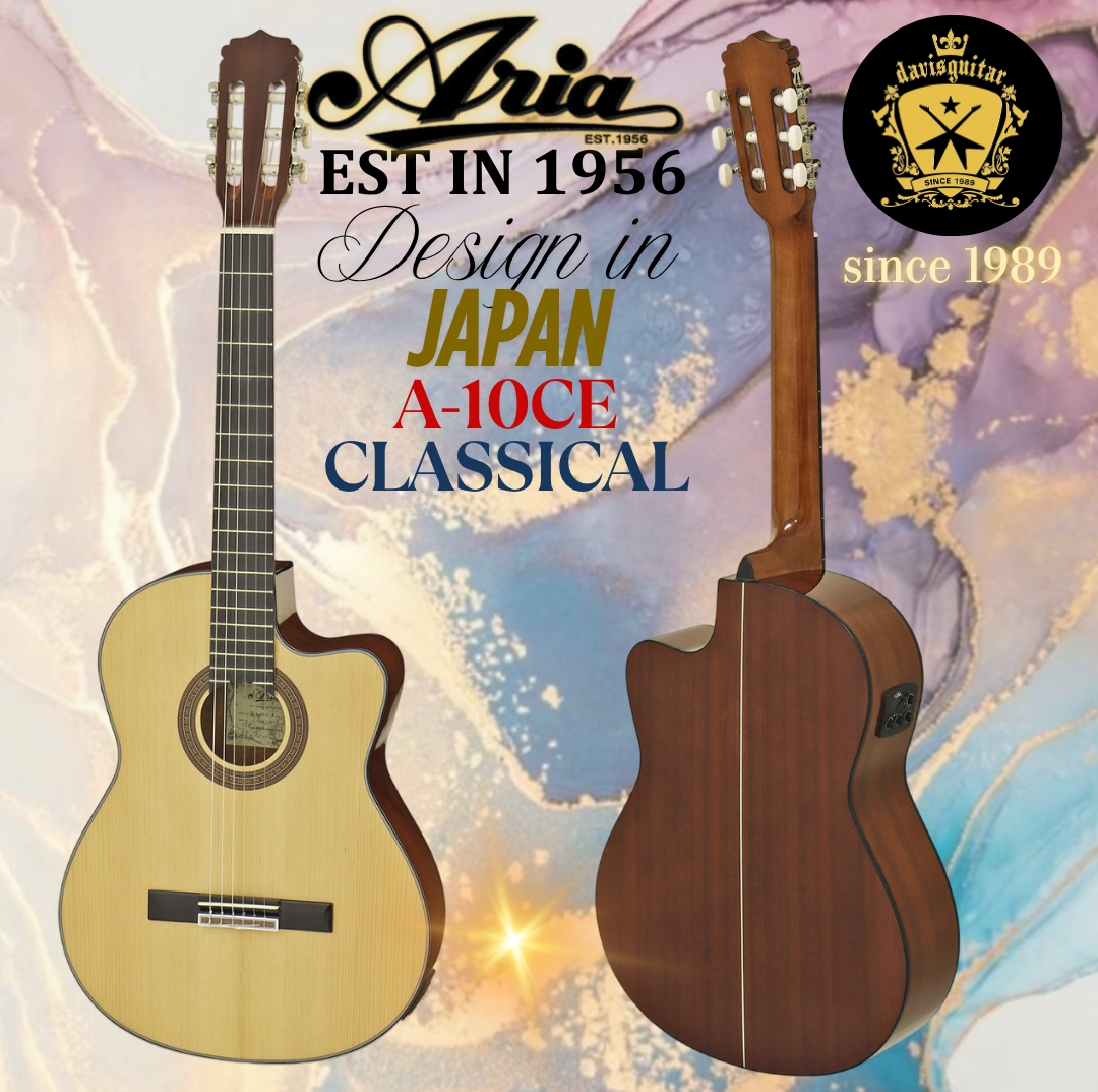 Aria A-10CE Gloss Natural Cutaway Classical Electric Guitar w/ Aria MG-30 Preamp
