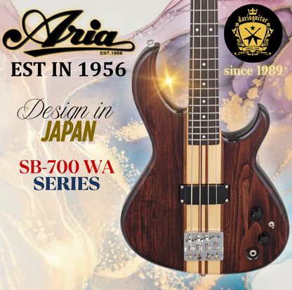 Aria 4 String Bass Guitar SB-700 WA Neck Through Natural