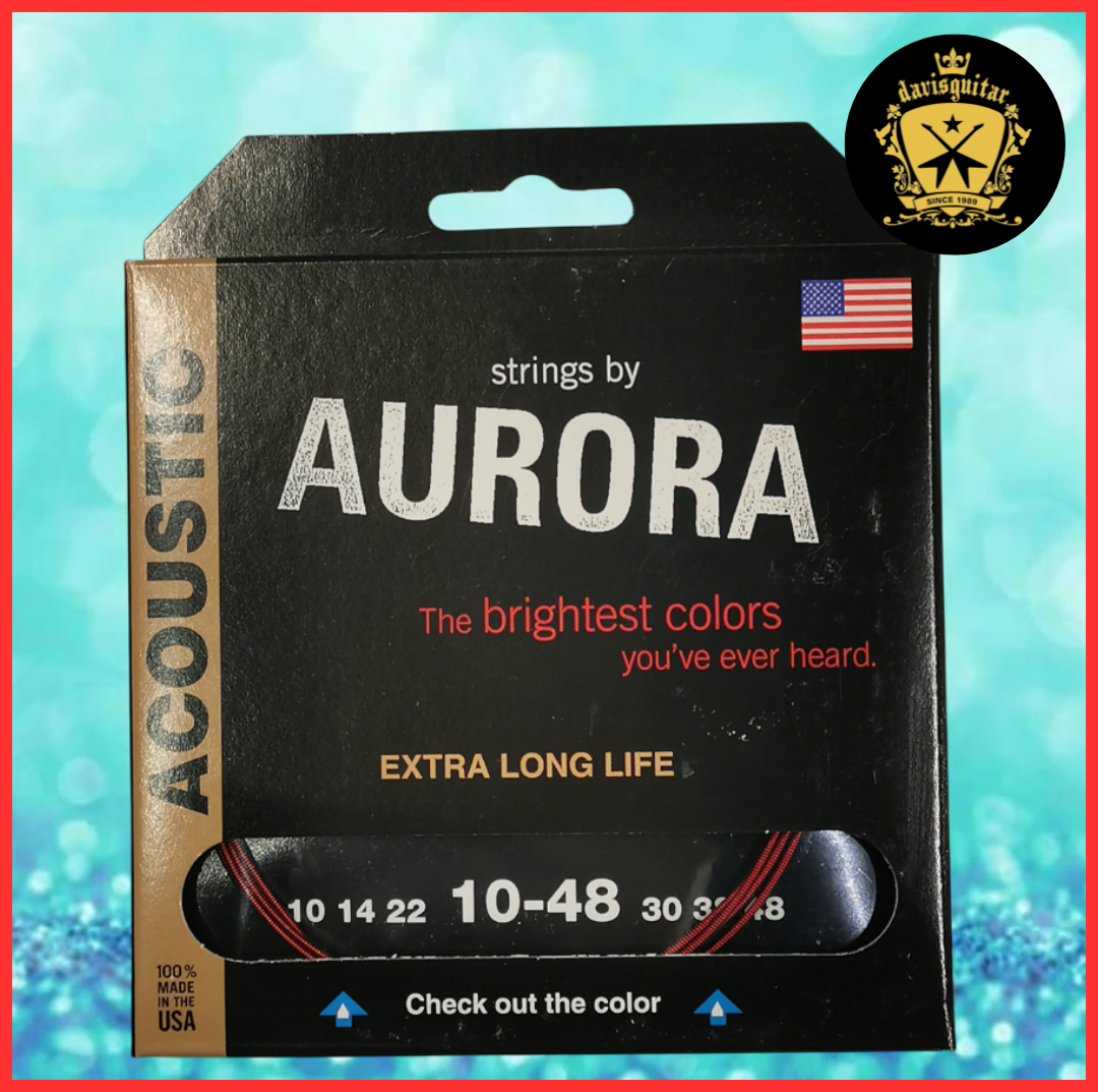 Aurora Red Colour Coating 10-48 Acoustic Guitar Strings