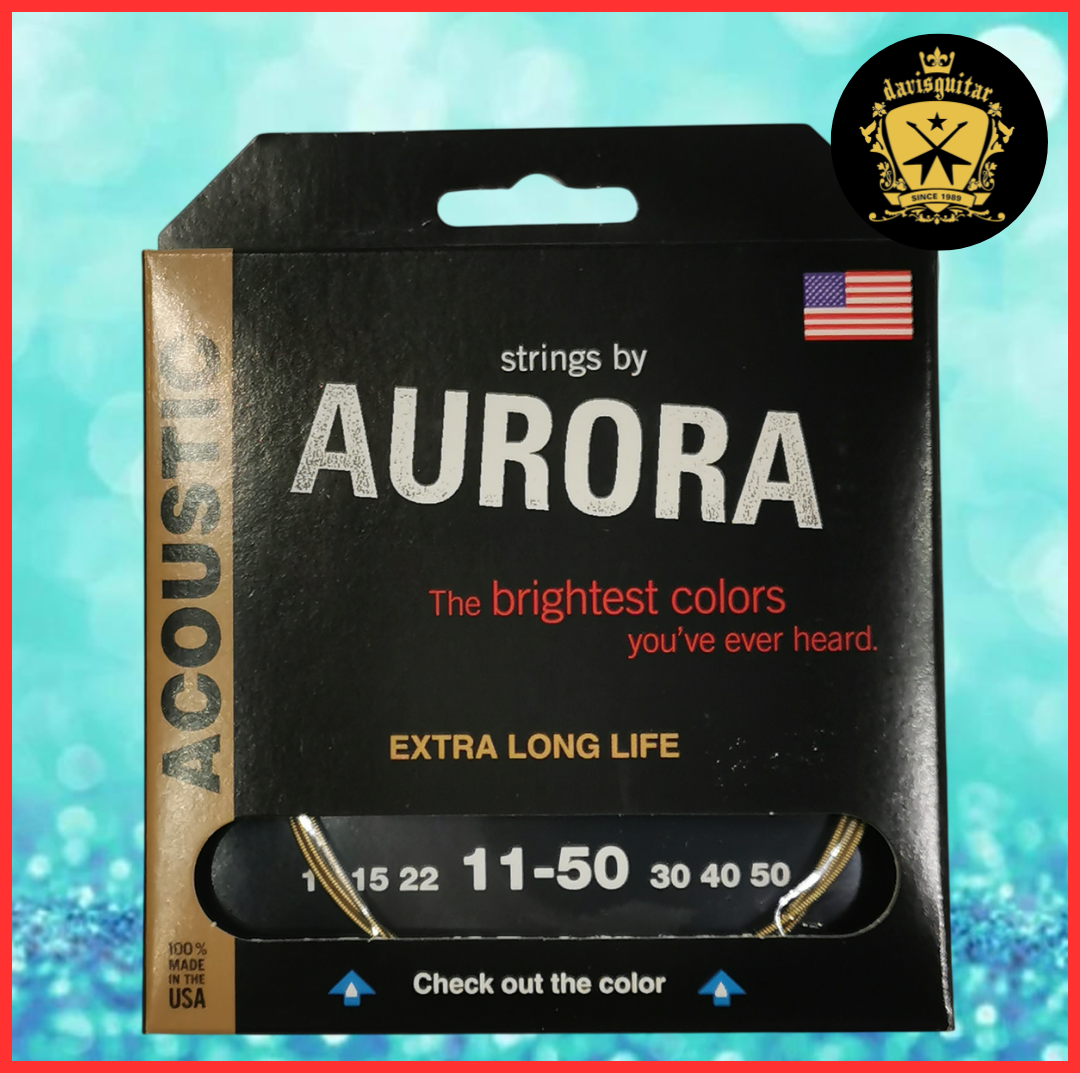 Aurora Gold Colour Coating 11-50 Acoustic Guitar Strings