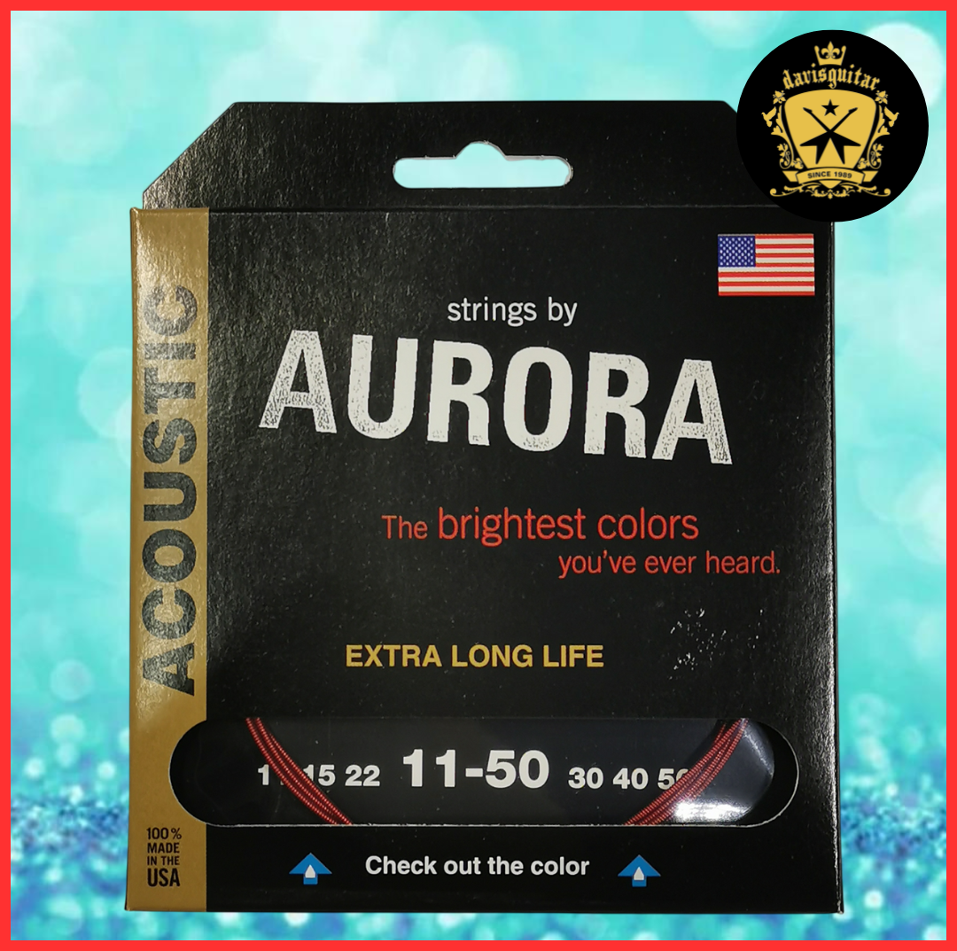 Aurora Red Colour Coating 11-50 Acoustic Guitar Strings