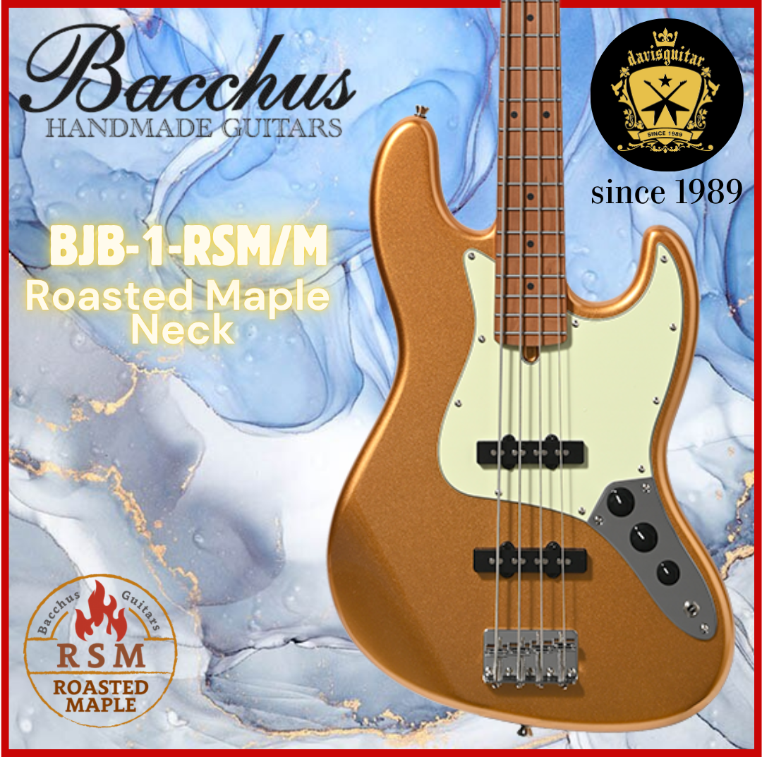 Bacchus BJB-1RSM-M-GD 4 String Bass Guitar Roasted Maple Neck Gold