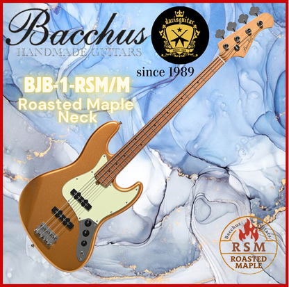 Bacchus BJB-1RSM-M-GD 4 String Bass Guitar Roasted Maple Neck Gold