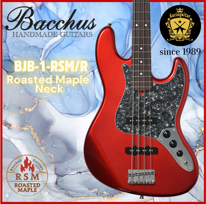 Bacchus Bass Guitar 4 String BJB-1RSM-R-TTPG Candy Apple Red Roasted Maple Neck