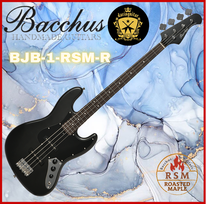 Bacchus BJB-1-RSM-R GM Electric Bass 4 String Guitar Roasted Maple Neck Satin Black