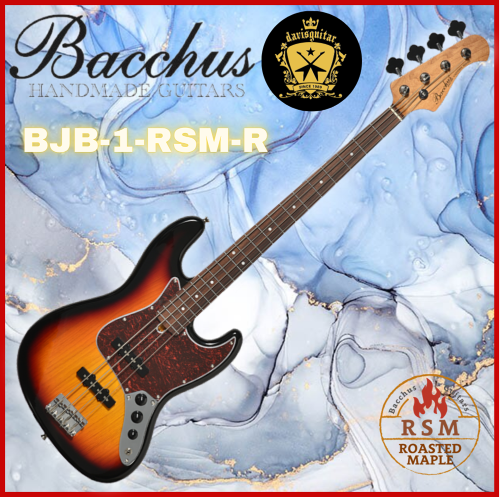 Bacchus Bass Guitar BJB-1RSM-R-TTPG Sunburst Roasted Maple Neck with free bag