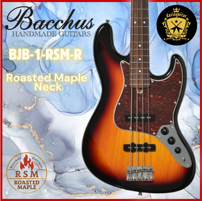 Bacchus Bass Guitar BJB-1RSM-R-TTPG Sunburst Roasted Maple Neck with free bag
