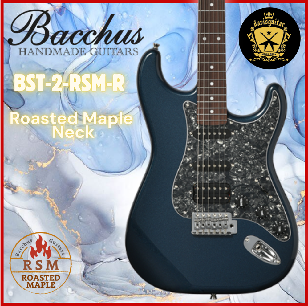 Bacchus BST-2-RSM-R-BPPG-DLPB Dark Lake Placid Blue Electric Guitar Roasted Maple Neck with FREE bag