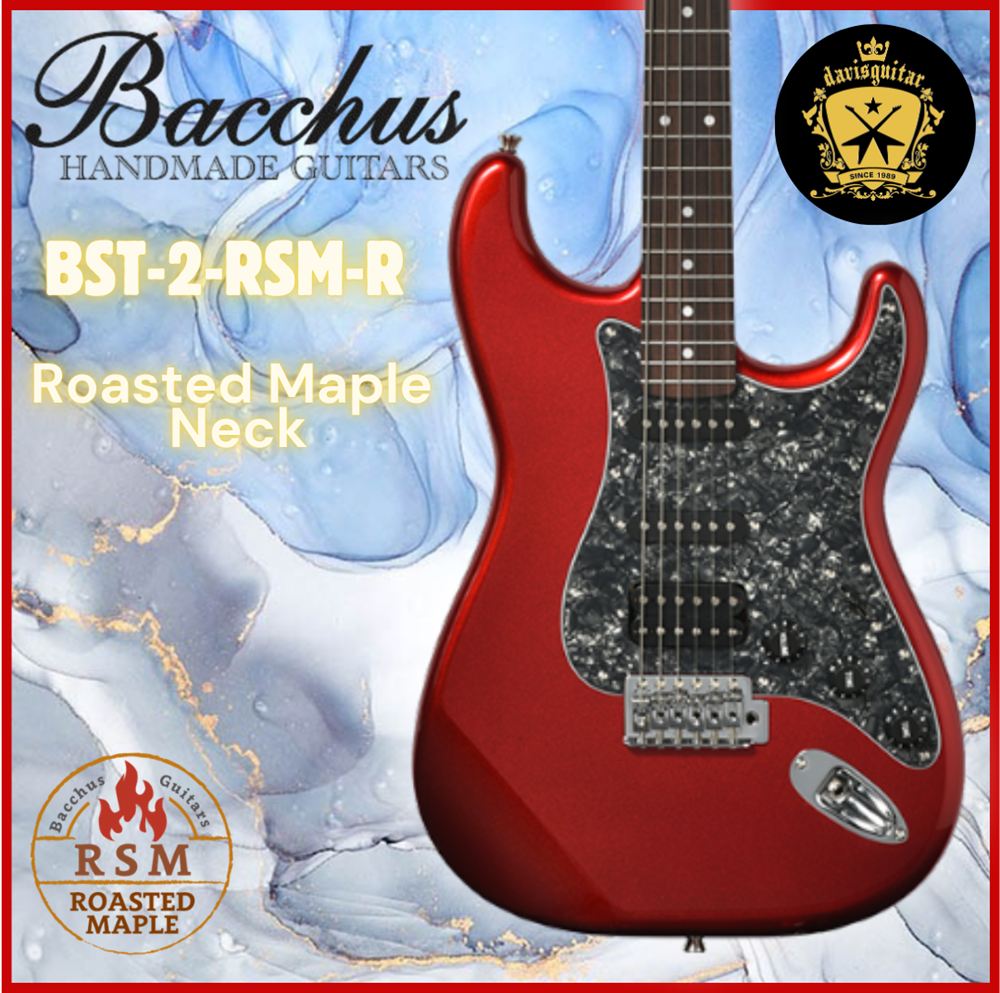 Bacchus BST-2-RSM-R-BPPG-CAR Candy Apple Red Electric Guitar Roasted Maple Neck with FREE bag