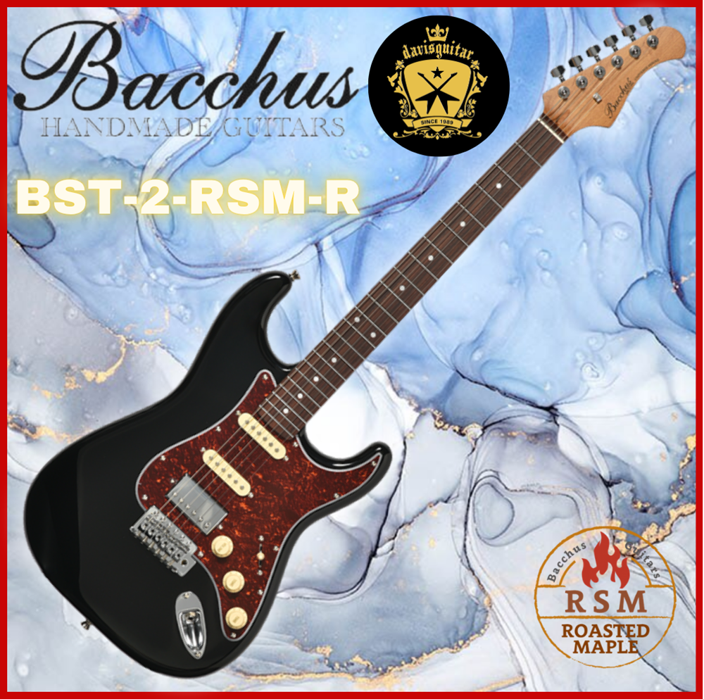 Bacchus BST-2-RSM-R-BPPG Black Electric Guitar Roasted Maple Neck with FREE bag