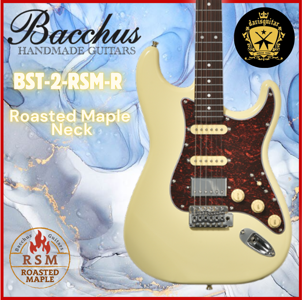 Bacchus BST-2-RSM-R-BPPG-OWH Olympic White Electric Guitar Roasted Maple Neck with FREE bag