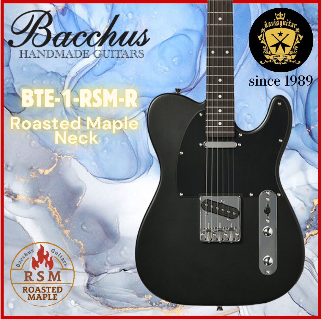 Bacchus BTE-1-RSM-R GM Tele Electric Guitar Roasted Maple Neck Satin Black