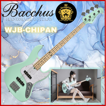 Bacchus WJB-CHIIPAN 4 string Bass Guitar Roasted Maple Neck LGR-MH Light Green with FREE bag