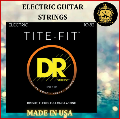 DR String 10-52 Tite Fit for Electric Guitar Nickel Wound Round Core Bright and Flexible