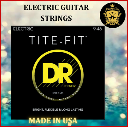 DR String 9-46 Tite-Fit for Electric Guitar Nickel Wound Round Core Bright and Flexible
