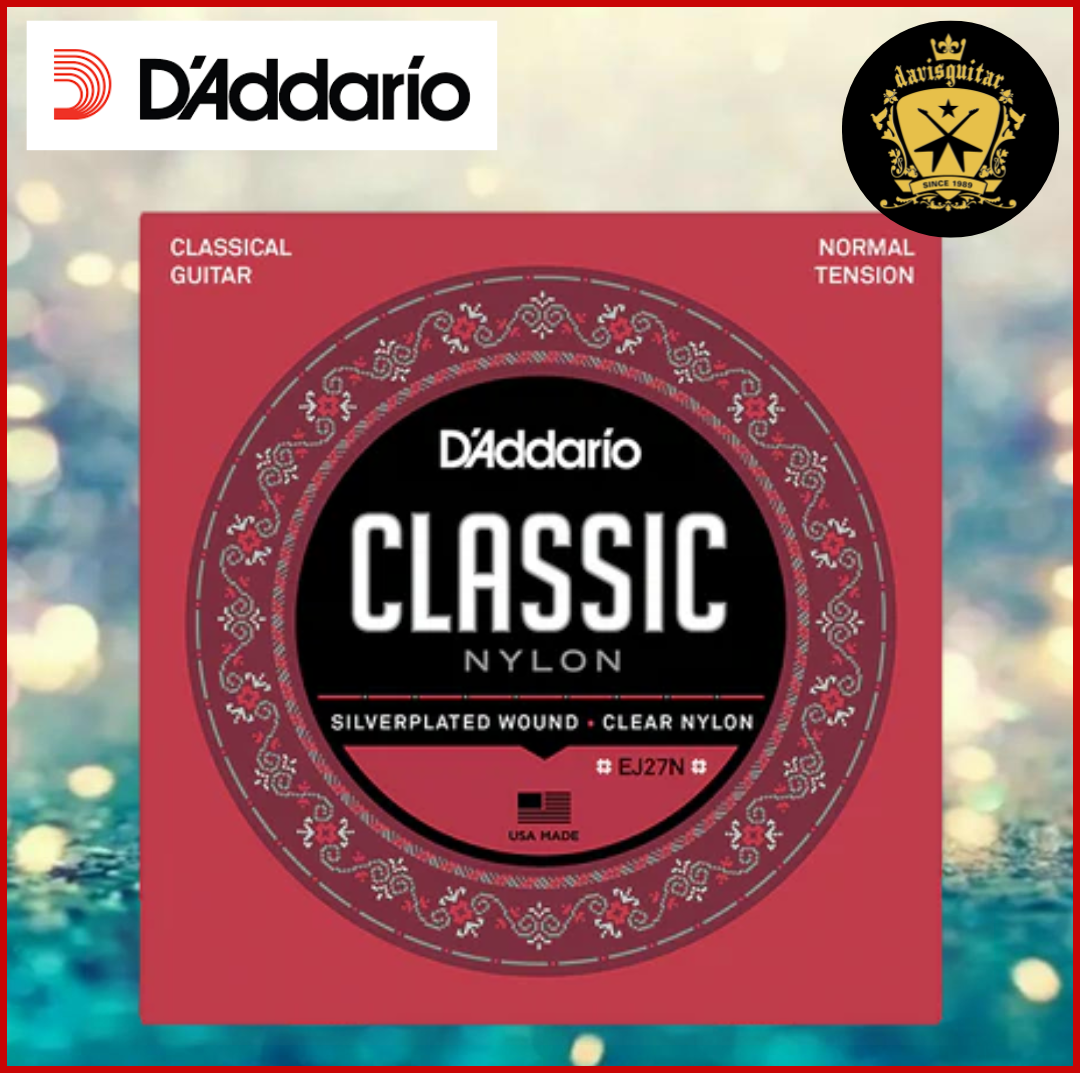 Daddario EJ27N Classical Guitar Strings Normal Tension Silver wound clear Nylon