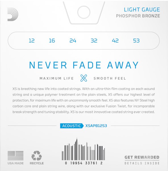 Daddario 12-53 Light Coated Acoustic Guitar Strings XSAPB1253