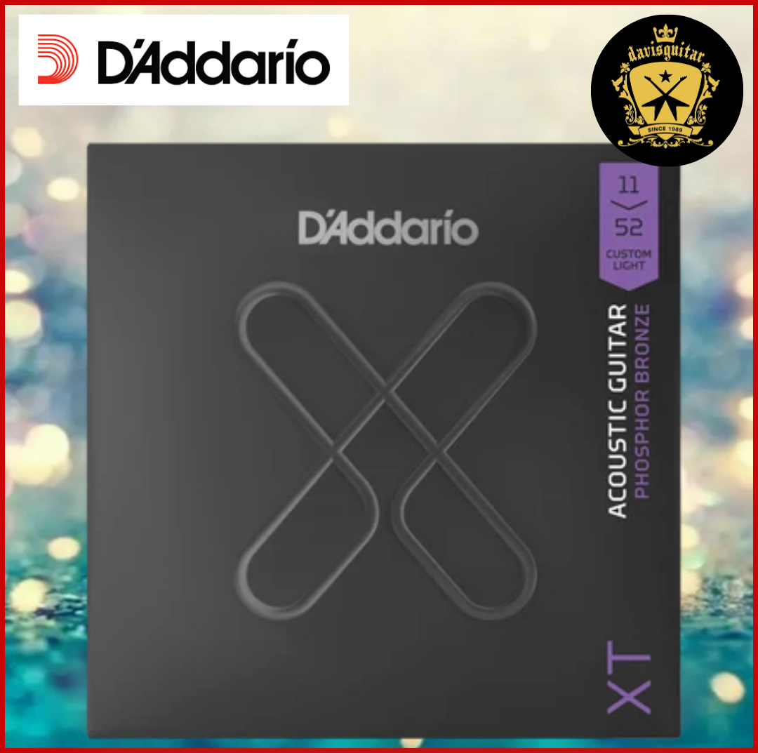 D'Addario XT 11-52 Phosphor Bronze Coated Acoustic Guitar Strings Custom Light