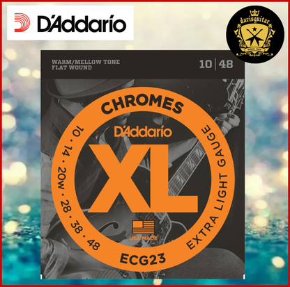 Daddario ECG23 Chrome Electric Guitar Strings 10-48 Flat wound