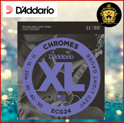 Daddario ECG24 Chrome Electric Guitar Strings 11-50 Flat Wound