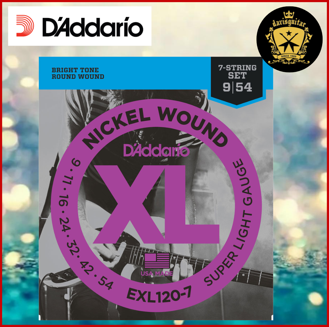 DAddario Electric Guitar 7 String EXL120-7 set 9-54 Nickel Wound