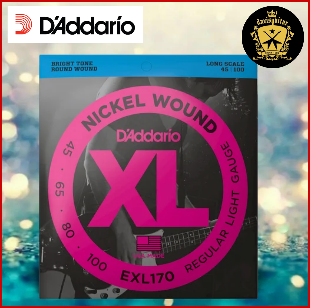D'Addario EXL170 XL Nickel Wound Bass Guitar Strings Regular Light .045-.100 Long Scale