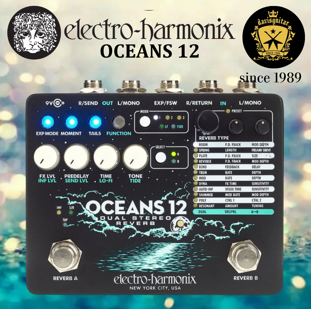 Electro-Harmonix EHX Oceans 12 Dual Stereo Reverb Guitar Effect Pedal