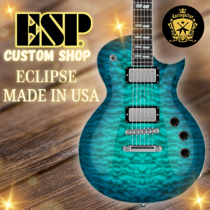 ESP USA Custom Shop Eclipse Seymour Duncan Aqua Marine Sunburst Electric Guitar with Hardcase - Preorder