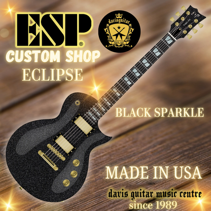 ESP USA Custom Shop Eclipse Seymour Duncan Black Sparkle Electric Guitar with Hardcase - Preorder