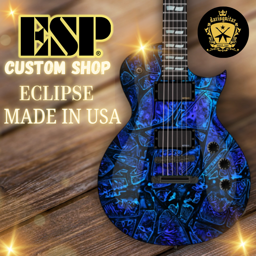 ESP USA Custom Shop Eclipse Seymour Duncan Blue Ghost Flame Electric Guitar with Hardcase - Preorder