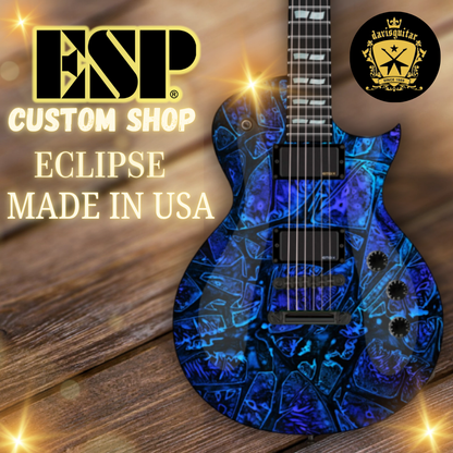 ESP USA Custom Shop Eclipse Seymour Duncan Blue Ghost Flame Electric Guitar with Hardcase - Preorder