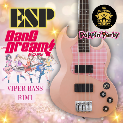 ESP BanG Dream! Viper Bass Rimi Poppin Party Electric bass guitar with Gig bag