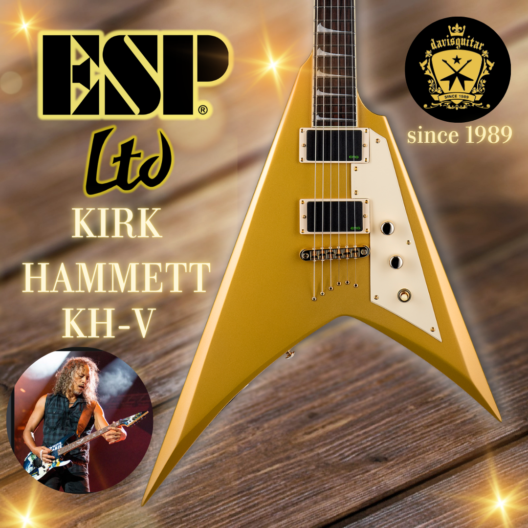 ESP LTD Kirk Hammett KH-V Gold Metallic EMG Floyd Rose Electric Guitar