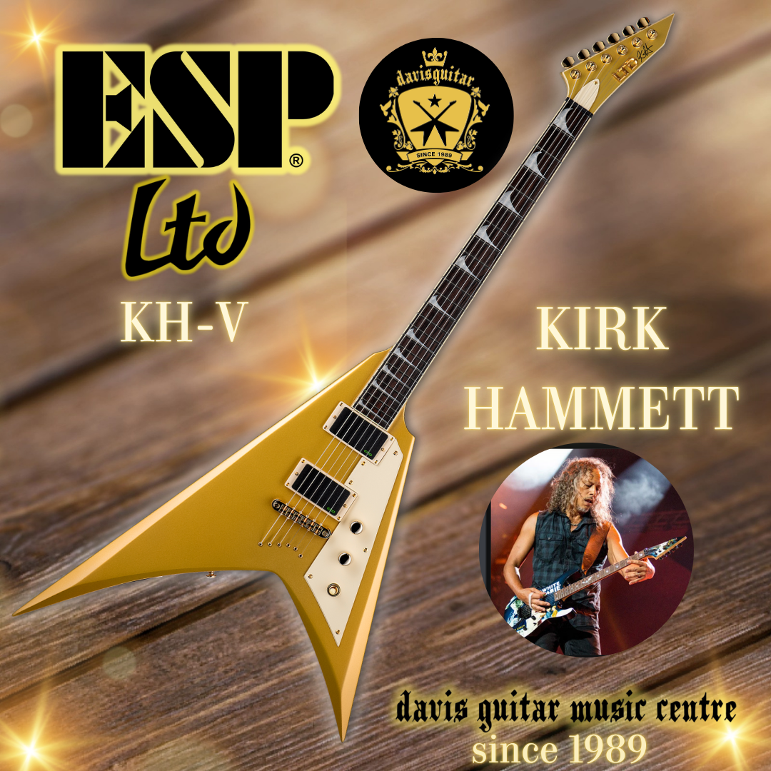 ESP LTD Kirk Hammett KH-V Gold Metallic EMG Floyd Rose Electric Guitar
