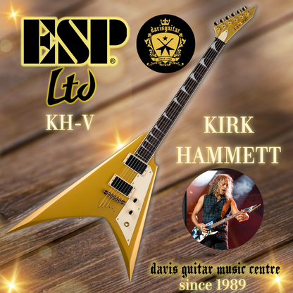 ESP LTD Kirk Hammett KH-V Gold Metallic EMG Floyd Rose Electric Guitar