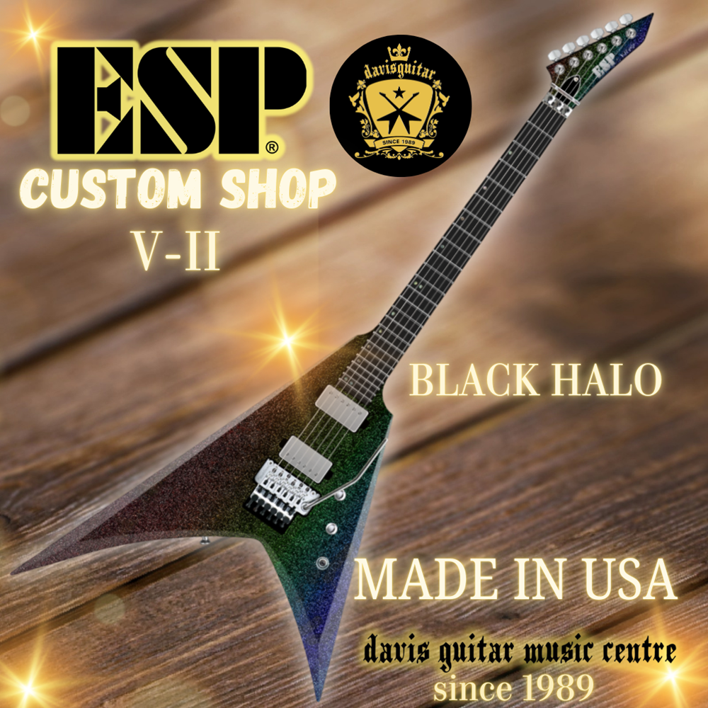 ESP USA Custom Shop V-II FR Floyd Rose EMG / Seymour Duncan Black Halo Electric Guitar with Hardcase - Preorder