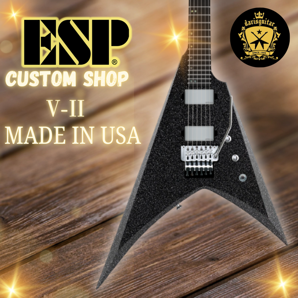 ESP USA Custom Shop V-II FR Floyd Rose EMG / Seymour Duncan Black Sparkle Electric Guitar with Hardcase - Preorder