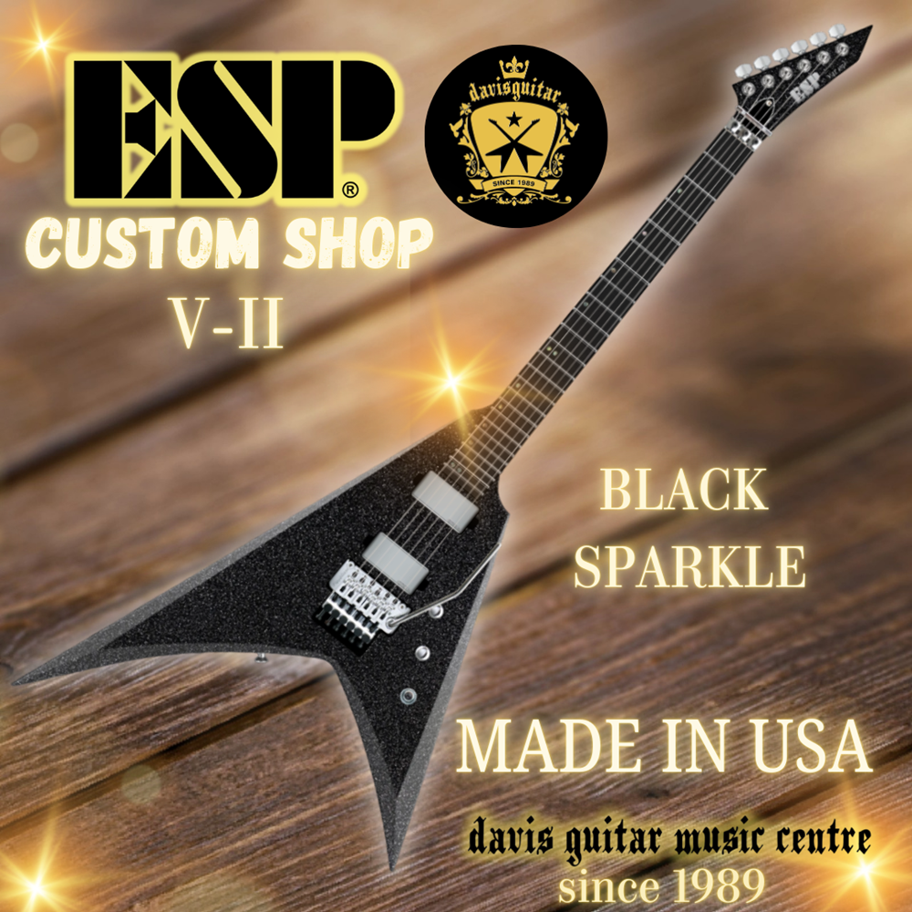 ESP USA Custom Shop V-II FR Floyd Rose EMG / Seymour Duncan Black Sparkle Electric Guitar with Hardcase - Preorder