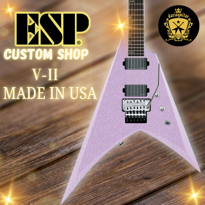 ESP USA Custom Shop V-II FR Floyd Rose EMG / Seymour Duncan Lavender Sparkle Electric Guitar with Hardcase - Preorder