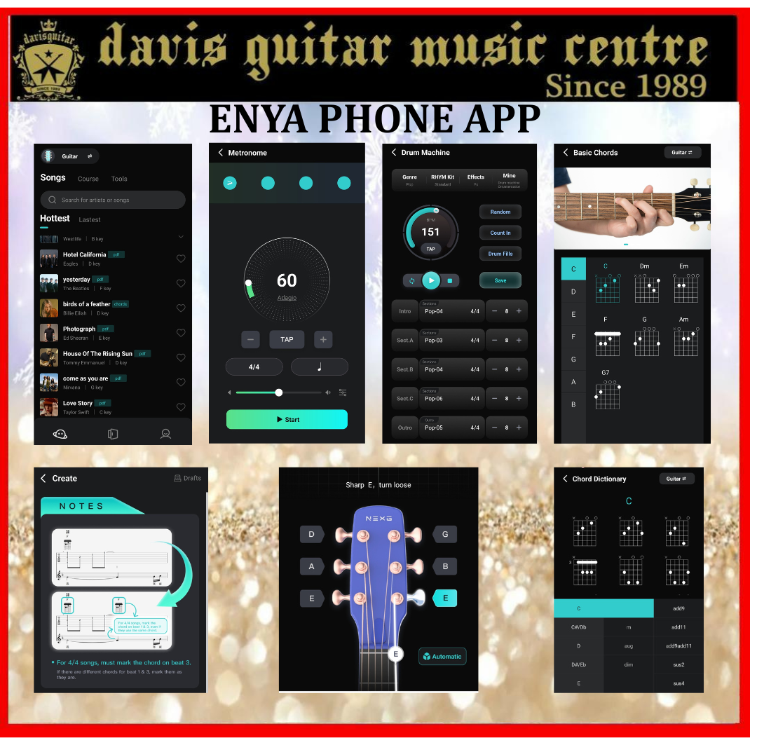 Enya EGA-X0 EQ Black Electric Acoustic Guitar with Built-in Speaker and Bluetooth