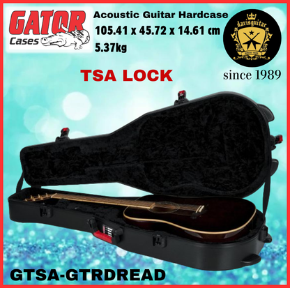 Gator Acoustic Guitar Molded Flight Hard case GTSA-GTRDEAD TSA Lock