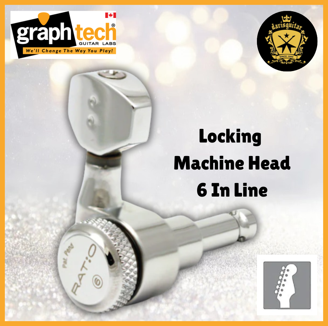Graphtech PRL-8721-C0 Machine Head 6 In Line Locking Tuners Chrome for electric guitar