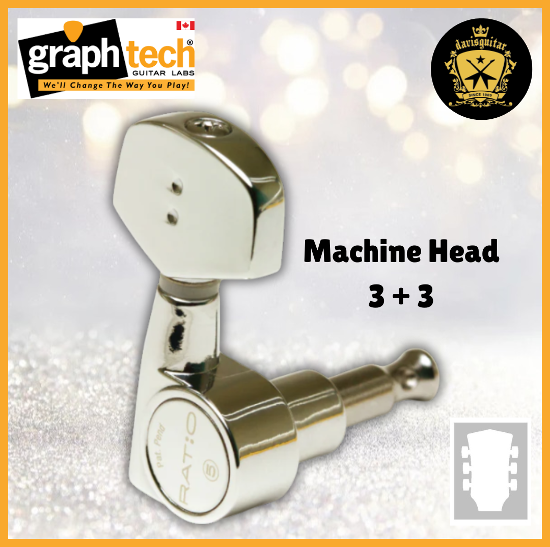 Graphtech PRN-2411-N0 Machine Head 3+3 Tuners Nickel for Acoustic guitar