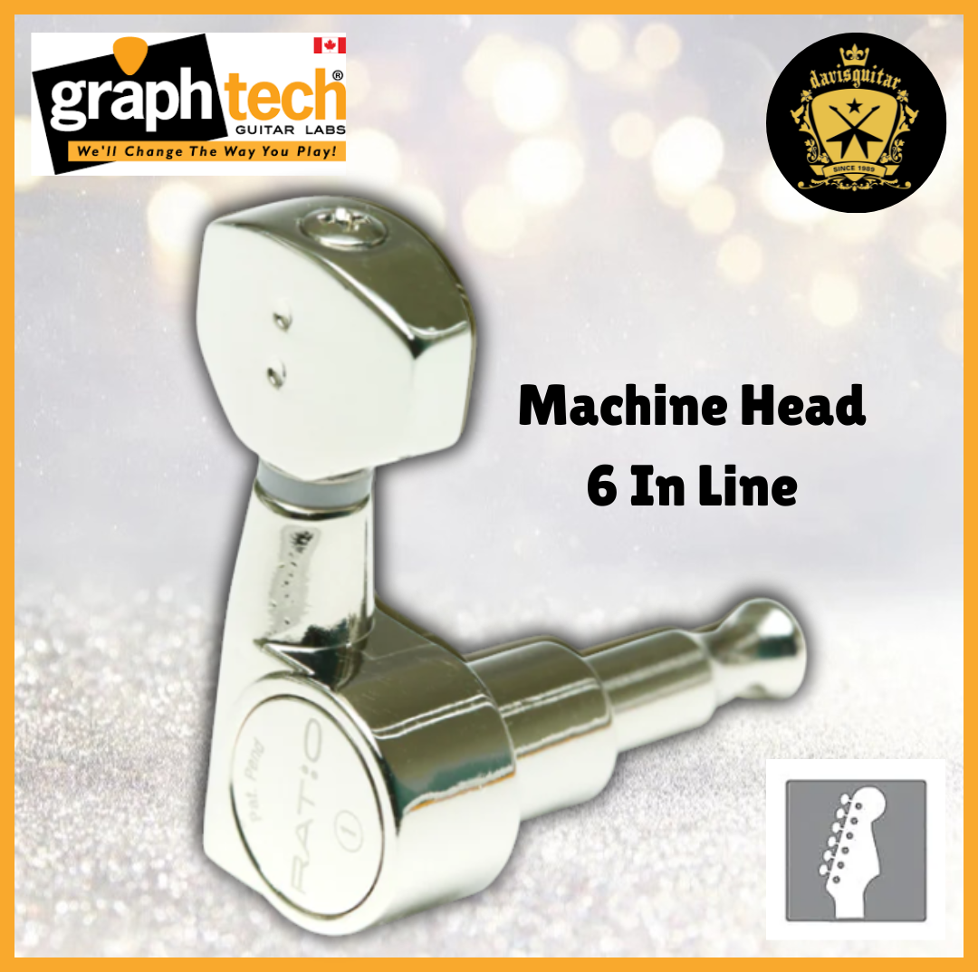 Graphtech PRN-2721-N0 Machine Head 6 In Line Tuners Nickel for electric guitar