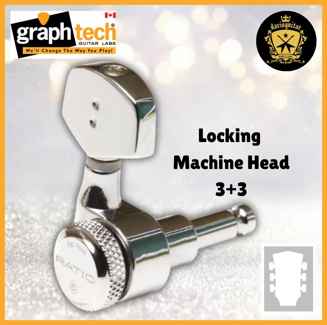 Graphtech PRL-8311-C0 Machine Head 3+3 Locking Tuners Chrome for electric or acoustic guitar