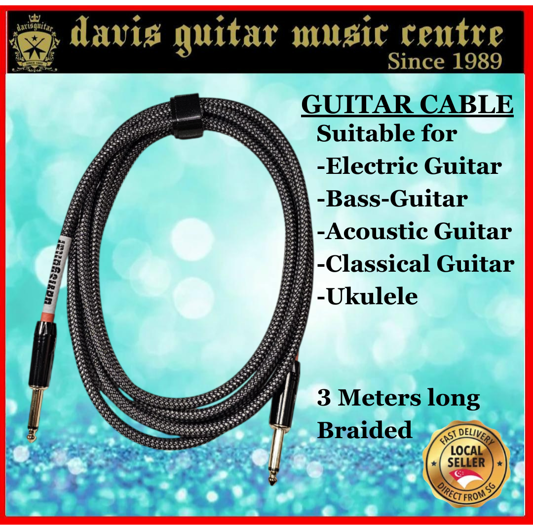Davis Guitar Braided Cable for Guitar 3 meter Long
