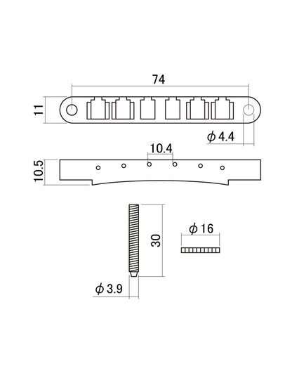 Hosco Tune-o-matic Bridge - HK-25N Nickel